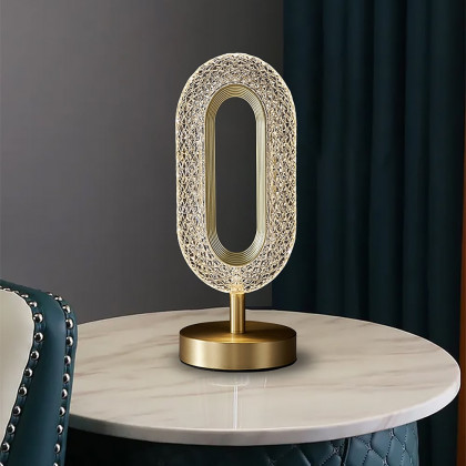 HMR - Ovated Modern LED Table Lamp Plug in Desk Lamps for Living Room Ring Shape in Gold