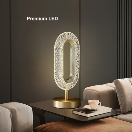 HMR - Ovated Modern LED Table Lamp Plug in Desk Lamps for Living Room Ring Shape in Gold