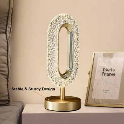 HMR - Ovated Modern LED Table Lamp Plug in Desk Lamps for Living Room Ring Shape in Gold