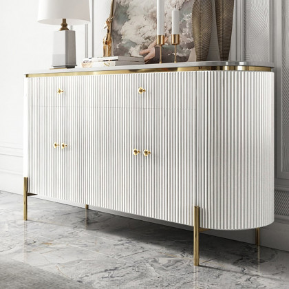 HMR - Yelly 55.1" Modern Marble Top Buffet & Sideboard Doors & Drawers & Shelves