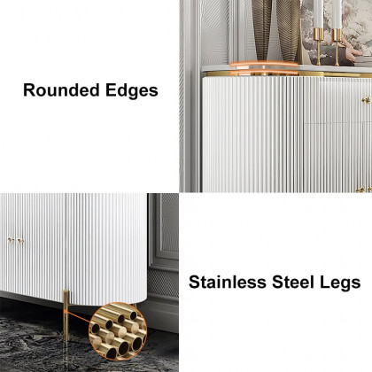 HMR - Yelly 55.1" Modern Marble Top Buffet & Sideboard Doors & Drawers & Shelves