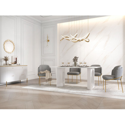 HMR - Yelly 55.1" Modern Marble Top Buffet & Sideboard Doors & Drawers & Shelves