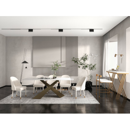 HMR Modern PU Leather Counter Stools with Upholstery - White, 1-Piece