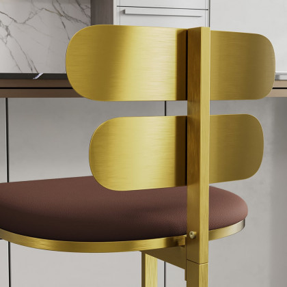 HMR Modern PU Leather Counter Stools with Upholstery - Brown, 1-Piece