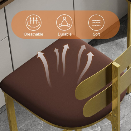 HMR Modern PU Leather Counter Stools with Upholstery - Brown, 1-Piece