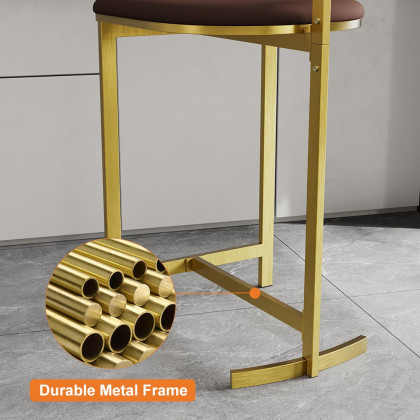 HMR Modern PU Leather Counter Stools with Upholstery - Brown, 1-Piece