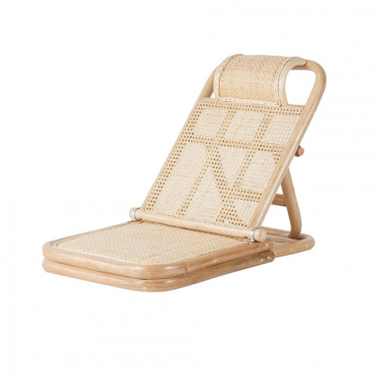 HMR - Scandinavian Rattan & Wood Outdoor Long Reclining Chaise Patio Lounge Chair in Natural