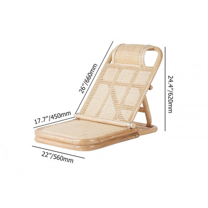 HMR - Scandinavian Rattan & Wood Outdoor Long Reclining Chaise Patio Lounge Chair in Natural