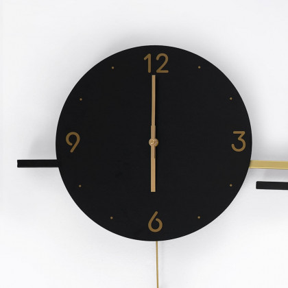 HMR - Geometric Round Digital Large Wall Clock Oversized in Black/White/Yellow