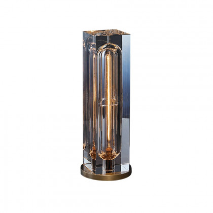 HMR - Postmodern 1-Light Crystal Table Lamp with On / Off Switch in Antique Brass