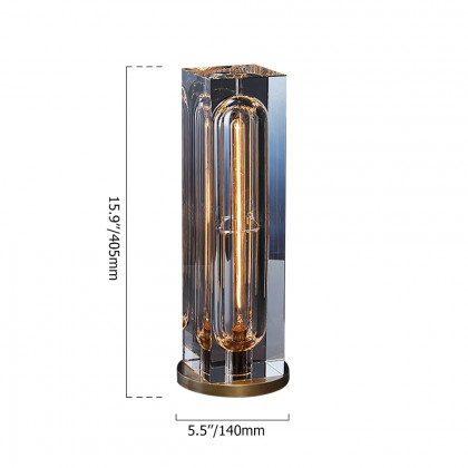HMR - Postmodern 1-Light Crystal Table Lamp with On / Off Switch in Antique Brass