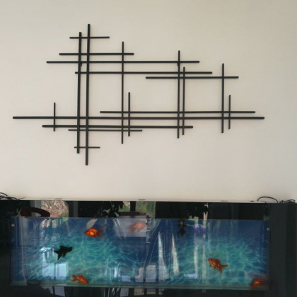 HMR - 39" Minimalist Black Metal Wall Decor with Vertical Lines for Living Room,Office,Hotel