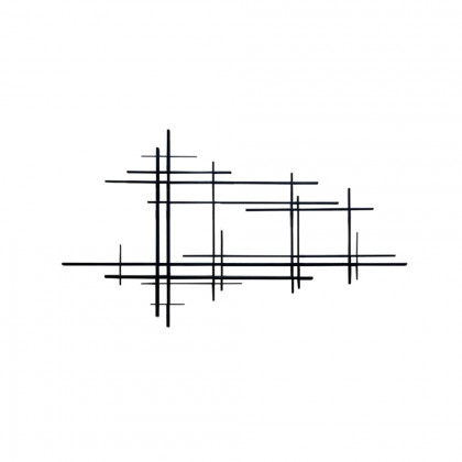 HMR - 39" Minimalist Black Metal Wall Decor with Vertical Lines for Living Room,Office,Hotel