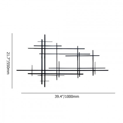 HMR - 39" Minimalist Black Metal Wall Decor with Vertical Lines for Living Room,Office,Hotel
