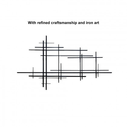 HMR - 39" Minimalist Black Metal Wall Decor with Vertical Lines for Living Room,Office,Hotel