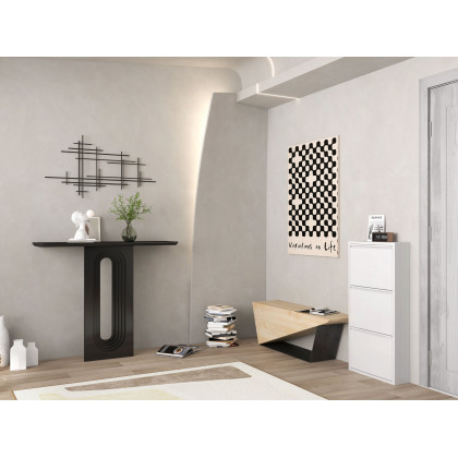 HMR - 39" Minimalist Black Metal Wall Decor with Vertical Lines for Living Room,Office,Hotel
