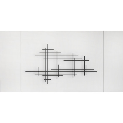 HMR - 39" Minimalist Black Metal Wall Decor with Vertical Lines for Living Room,Office,Hotel