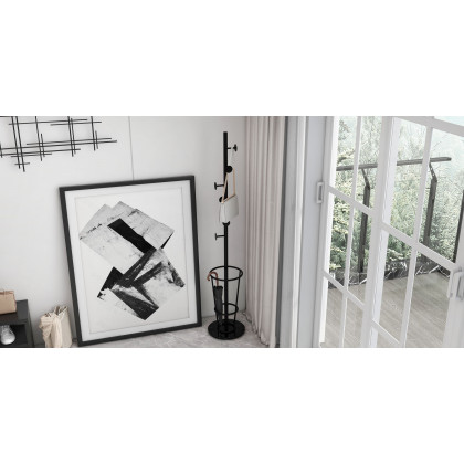 HMR - 39" Minimalist Black Metal Wall Decor with Vertical Lines for Living Room,Office,Hotel