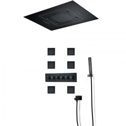HMR - Wall-Mounted 31" Shower System in Black Rainfall 5 Functions
