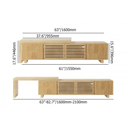 HMR Extendable Grille-Inspired TV Stand with Storage (63"-83") - Natural