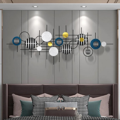 HMR - Gold & Black Modern Geometric Wall Accent Home 3D Wall Decor 59.1"W x 22"H Living Room