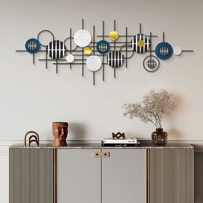 HMR - Gold & Black Modern Geometric Wall Accent Home 3D Wall Decor 59.1"W x 22"H Living Room