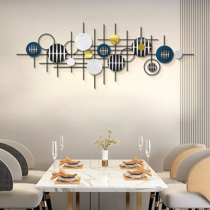 HMR - Gold & Black Modern Geometric Wall Accent Home 3D Wall Decor 59.1"W x 22"H Living Room