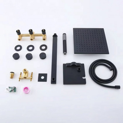 HMR - Wall-Mounted Double Functions Shower System with Standard Valve in Black