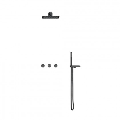 HMR - Wall-Mounted Double Functions Shower System with Standard Valve in Black