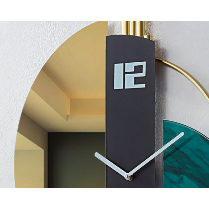 HMR Unique Creative Geometric Oversized Wall Clock - Green/Gold/Black, Style A