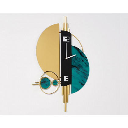 HMR Unique Creative Geometric Oversized Wall Clock - Green/Gold/Black, Style A