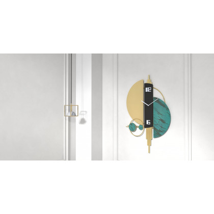 HMR Unique Creative Geometric Oversized Wall Clock - Green/Gold/Black, Style A