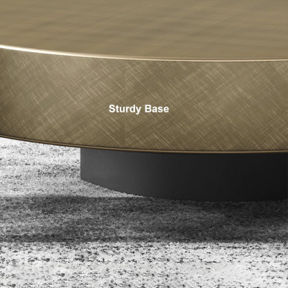 HMR Modern 2-Piece Round Nesting Coffee Table Set with Tempered Glass Top - Gold/Black, 39.4"