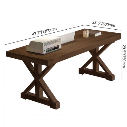 HMR Vintage Style Rectangular Pine wood Farmhouse Desk - Walnut, 47.2"