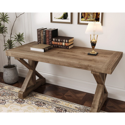 HMR Vintage Style Rectangular Pine wood Farmhouse Desk - Natural, 70.9"