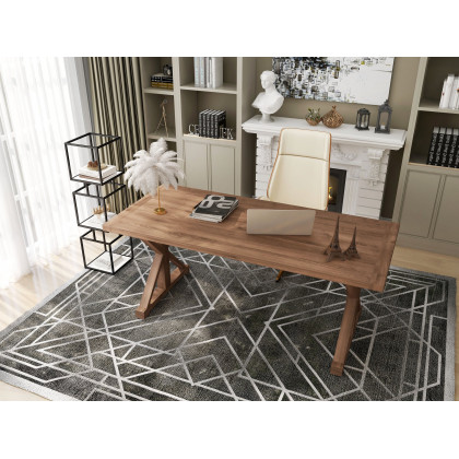 HMR Vintage Style Rectangular Pine wood Farmhouse Desk - Natural, 70.9"