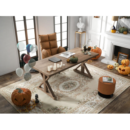 HMR Vintage Style Rectangular Pine wood Farmhouse Desk - Natural, 70.9"