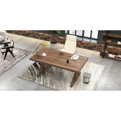 HMR Vintage Style Rectangular Pine wood Farmhouse Desk - Natural, 70.9"