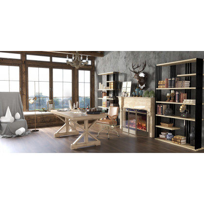 HMR Vintage Style Rectangular Pine wood Farmhouse Desk - Natural, 47.2"