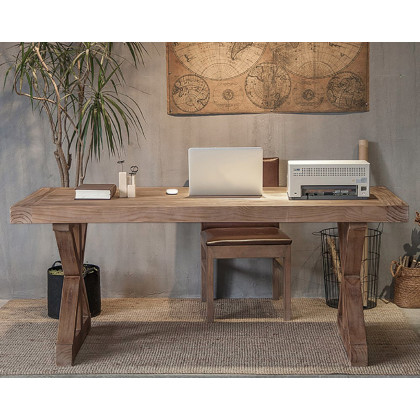 HMR - Vintage Style Rectangular Pine wood Farmhouse Desk