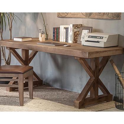 HMR - Vintage Style Rectangular Pine wood Farmhouse Desk