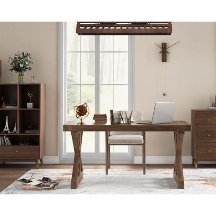 HMR - Vintage Style Rectangular Pine wood Farmhouse Desk