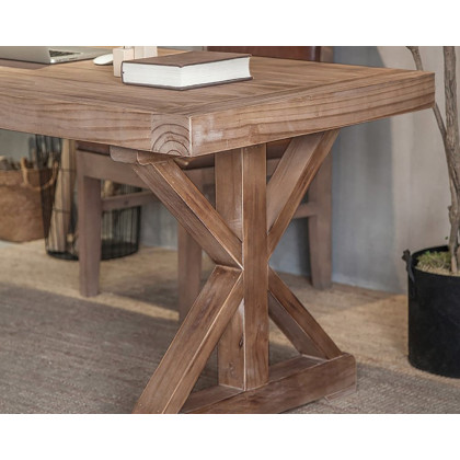 HMR - Vintage Style Rectangular Pine wood Farmhouse Desk