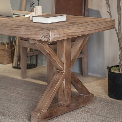 HMR - Vintage Style Rectangular Pine wood Farmhouse Desk