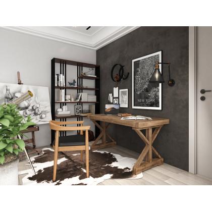 HMR - Vintage Style Rectangular Pine wood Farmhouse Desk