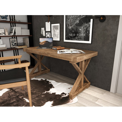 HMR - Vintage Style Rectangular Pine wood Farmhouse Desk