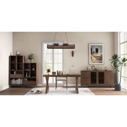 HMR - Vintage Style Rectangular Pine wood Farmhouse Desk