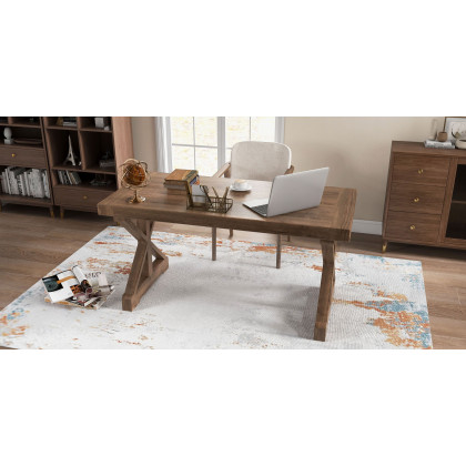HMR - Vintage Style Rectangular Pine wood Farmhouse Desk