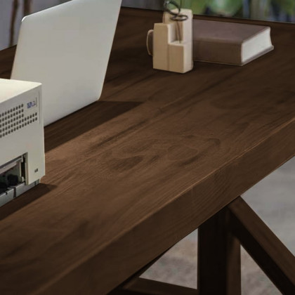 HMR Vintage Style Rectangular Pine wood Farmhouse Desk - Walnut, 70.9"