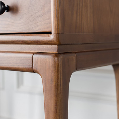 HMR - Tanic Mid Century Modern Chest Cabinet with Storage 3 Drawers of Ash Wood in Walnut